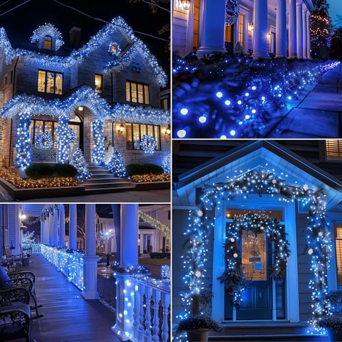 Battery Operated Christmas Lights 2 Pack 18 FT 50 LED Blue+White (2 Count)