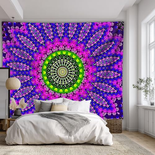 Blacklight Mandala Tapestry for Bedroom