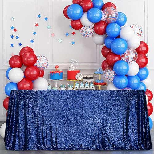 Sequin Tablecloth 90x156 Inch Navy Blue for Wedding Party