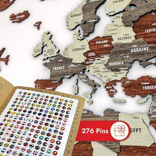 Multilayer 3D Wooden World Map