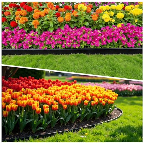 4in Tall 33ft Landscape Edging Kit with 50pcs Metal Spikes (33 Foot)
