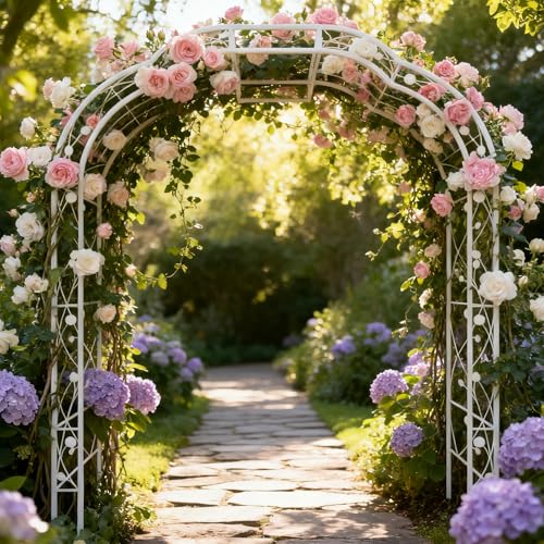 Metal Garden Arch 98.4" H Garden Arbor Trellis for Outdoor Climbing Plants Support Rose Lawn Tall Super Large Event Arch