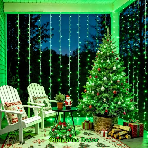 300 LED Green Curtain Lights for Halloween Decor (9.8 Foot)