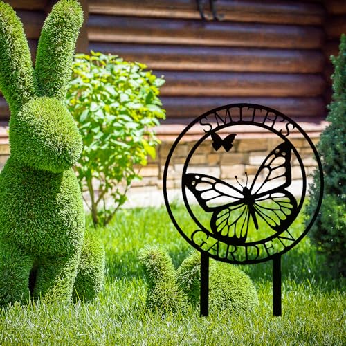 Custom Butterfly Metal Garden Sign with Stakes