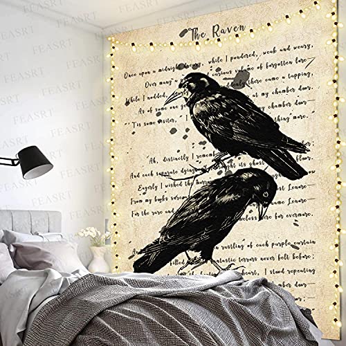 The Raven Tapestry Gothic Rustic Home Wall Tapestry