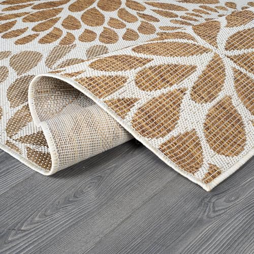 Outdoor Rug 8x10 Modern Exotic Tropical Leaf Area Rugs for Indoor and Outdoor Patio Deck Porch Garden Water Resistant Washable Outside Carpet