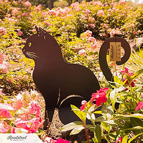 I 3 Pack Steel Cat Garden Decor I Outdoor Yard Decorations I Gift for Cat Lovers I Lawn Ornaments and Statues I Garden Signs Decorative Outdoor (3 Count)