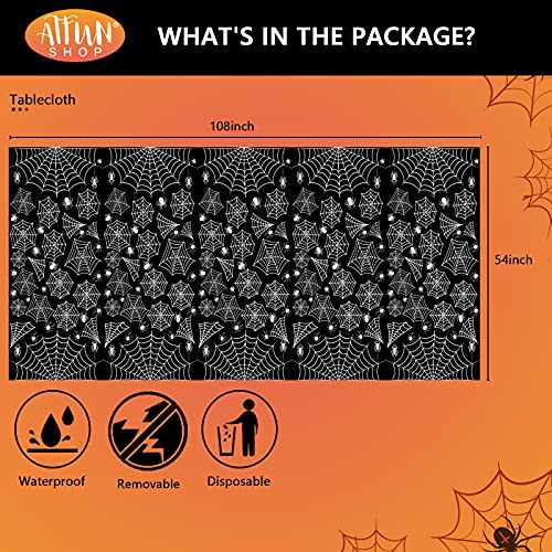 Halloween Tablecloth Plastic Black Spider Web Disposable Table Covr (4 Count)