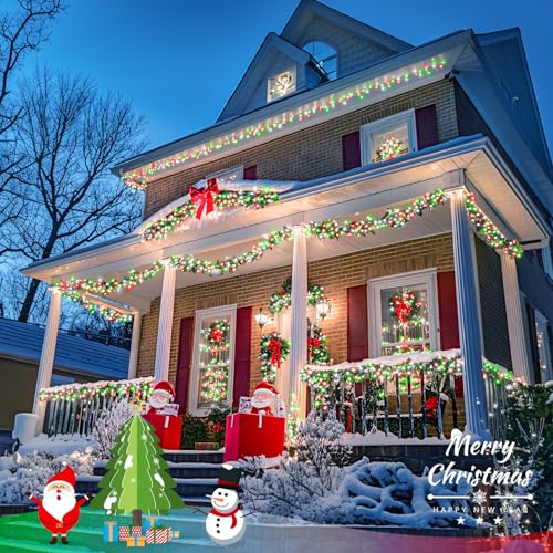 163ft 500 LED Red White and Green Christmas Lights with 8 Modes (163 Foot)