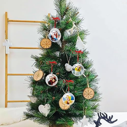 Personalized Christmas Ornaments 2025 Wood Custom Picture Text Hanging Ornament Customized Christmas Tree Decorations Keepsake Gift for Family Couples Xmas Tree Home Decor