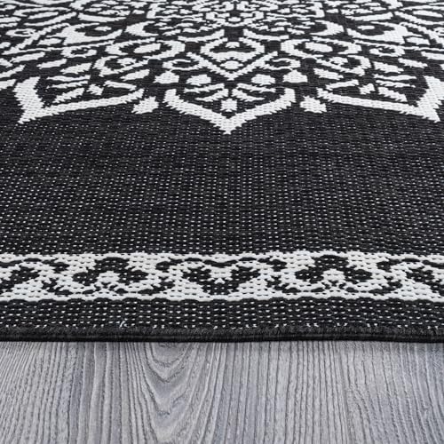 Outdoor Rug 5x7 Medallion Black White Modern Area Rugs for Indoor and Outdoor Patios