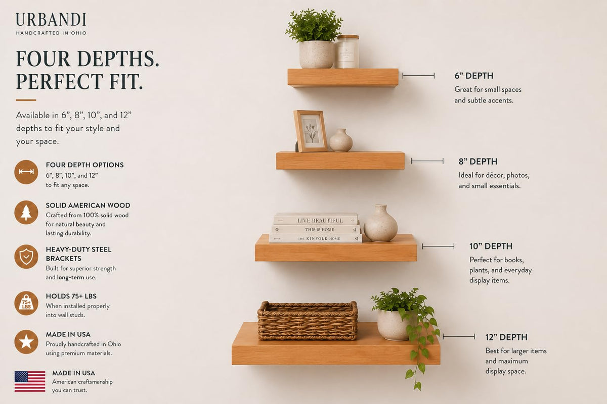 URBANDI Rustic Floating Shelves