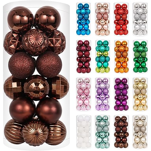 24ct Brown Christmas Ball Ornaments for Tree Decorations (24 Count)