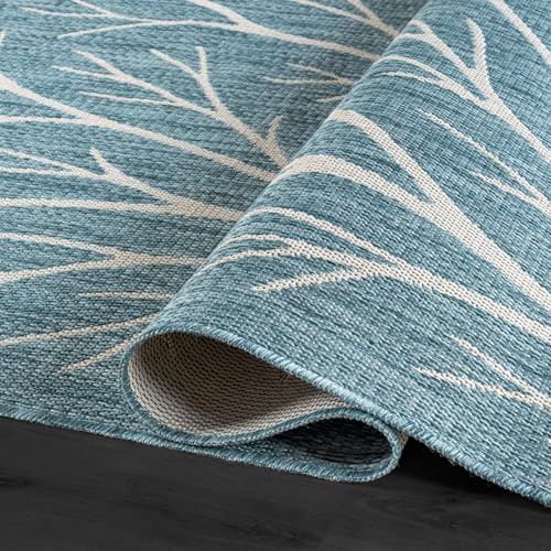 Washable Indoor Outdoor Rug 8x10 Modern Area Rugs Branch Pattern Non Shedding Waterproof Easy Clean Patio Deck Porch Living Room Bedroom Garden RV (80 Sq Ft)