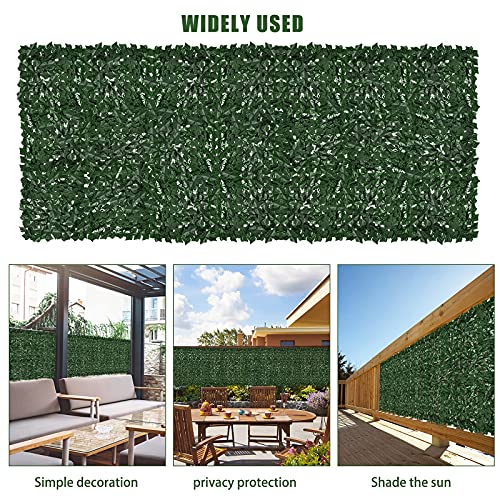 Faux Ivy Fence Privacy Screen Outdoor Expandable Artificial Greenery Roll Fake Hedge Wall Patio Green Plastic Leaf Plant Vine Grass Panels Gate Covering for Garden Yard Balcony (32 Sq Ft)