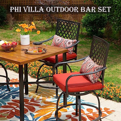 36" x 36" x 36.4"H Square Iron Bar Height Patio Table for 4