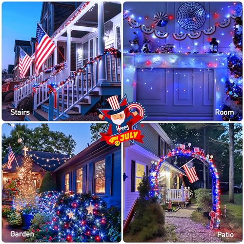 600 LED Red White and Blue Lights Outdoor (168 Foot)