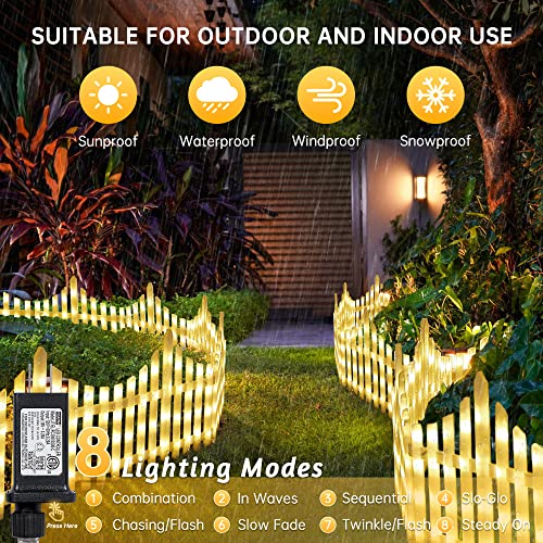 8 Pack Warm White Lighted Garden Fence (8.98 Sq Ft)