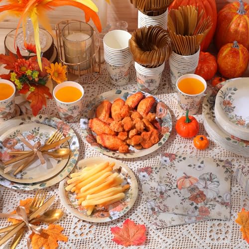350Pcs Thanksgiving Disposable Tableware Paper Plate (350 Count)