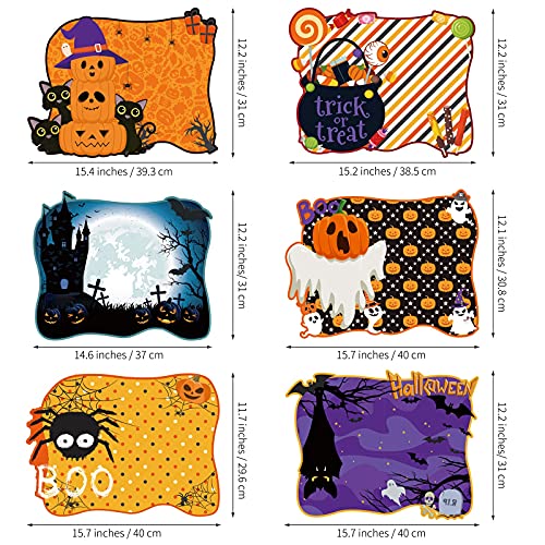 6 Pack Halloween Plastic Placemats Pumpkin Spider Ghost Table Mats (6 Count)