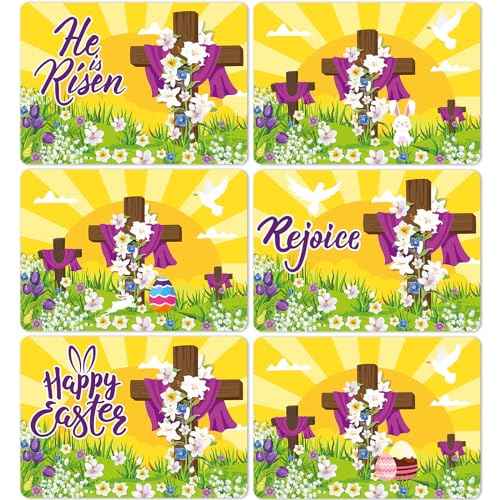 Happy Easter Placemats Set of 6 He is Risen Plastic Table Mat 17×13×0.04in (6 Count)
