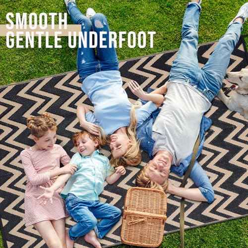Outdoor Rug 9x12 ft Waterproof Reversible Chevron Mat