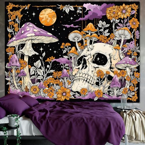 Skull Mushroom Tapestry