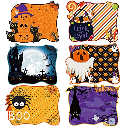 6 Pack Halloween Plastic Placemats Pumpkin Spider Ghost Table Mats (6 Count)