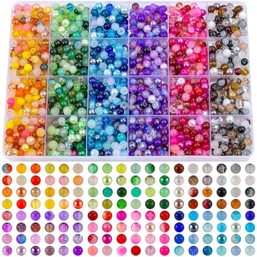 About 1200PCS 6mm Glass Beads Bracelet Making Set (1200 Count)