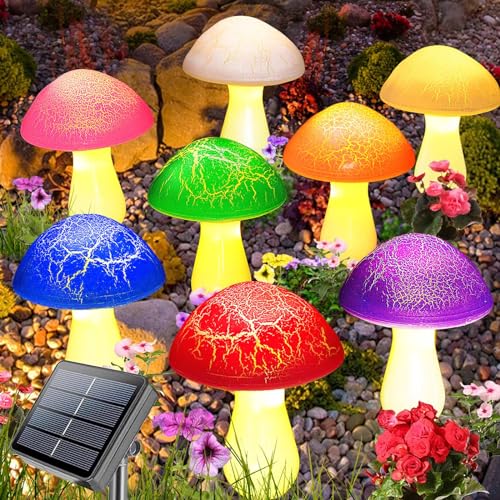 8 Pack Cracked Mushrooms for Garden Decor (8 Count)