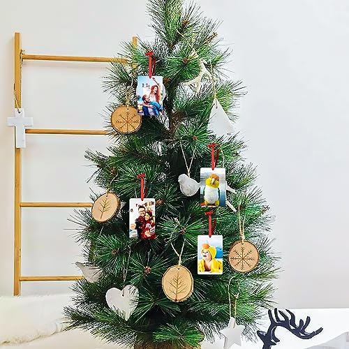 2 Pack Personalized Christmas Ornaments 2025 Wood Custom Photo Text Hanging Ornament for Christmas Tree Decorations (2 Count)