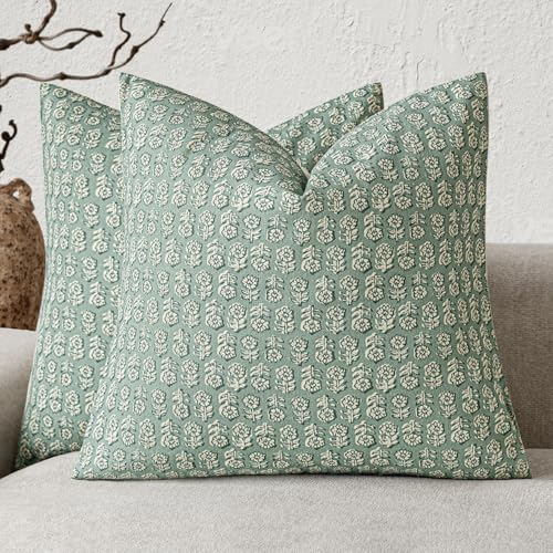 Decorative Floral Print Throw Pillow Covers 18×18 Inch (2 Count)