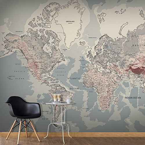 Wall Mural World Map 77x55 in (29.49 Sq Ft)