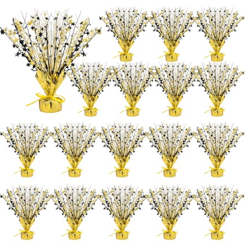 18 Pcs Black Gold Foil Spray Centerpiece Table Decoration for Party (18 Count)