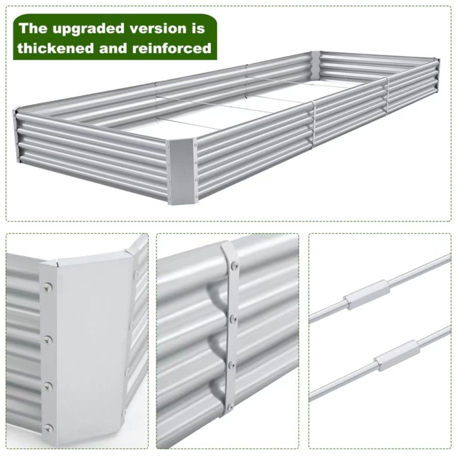 12×4×1ft Galvanized Raised Garden Bed Kit for Vegetables