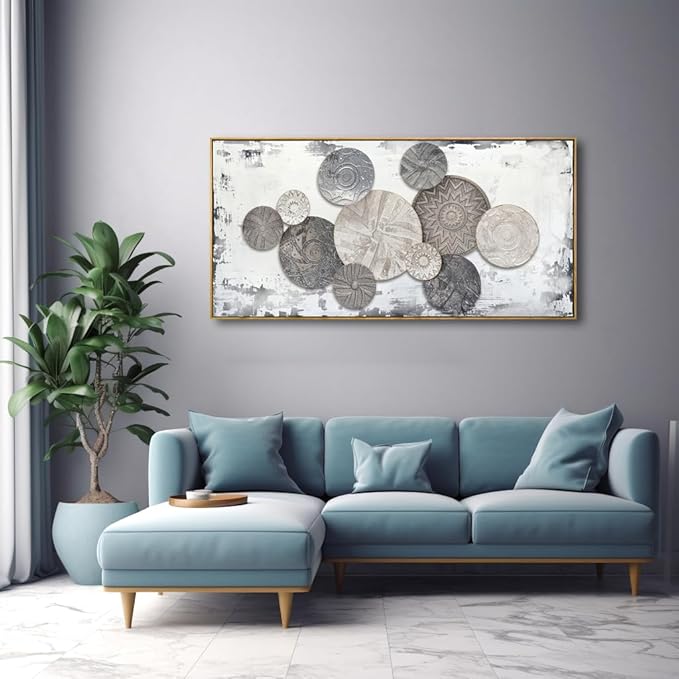 Wall Art Floral Rustic Wall Decor Brown and Grey Canvas Painting Abstract Wall Art for Bedroom Living Room Dining Room Home Office Decor 24"x48" with Framed