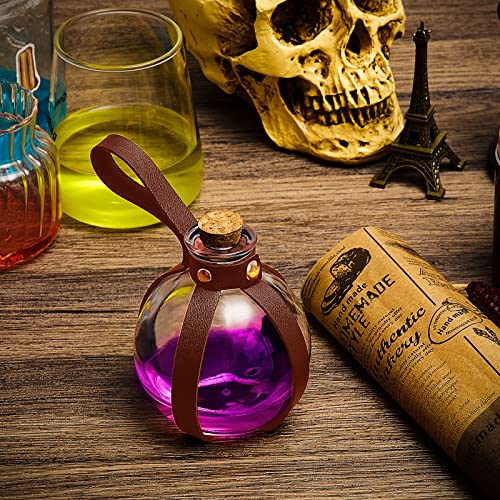2 Pcs Halloween Glass Potion Bottles with Belt Cork Renaissance Witch Costume Accessories Witch Props Potion Bottle for Halloween Party Decor Cosplay DIY Crafts Gift (2 Count)