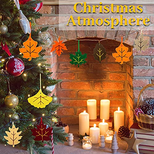 24 Pcs Thanksgiving Felt Ornaments Autumn Leaves Decor for Tree (24 Count)