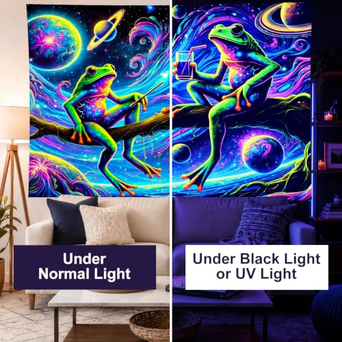 Blacklight Tapestry Space Frog Party Backdrop 78 x 59 Inch