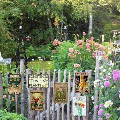 Plant Accessories Indoor Green House Decor Mom Gardening Gifts For Women It‘S Not Hoarding If It'S Plants Signs Vintage Plant Lovers Gift Ideas Funny Yard Sign Greenhouse Decorations 8x12 Inch
