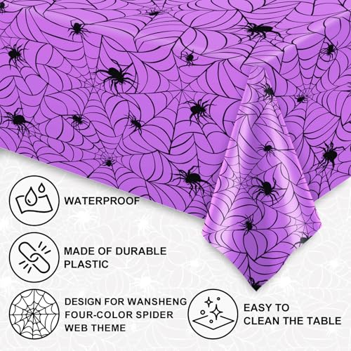 8 Pcs Halloween Plastic Tablecloths Colored Spider Web Disposable Table Cover Spiderweb Rectangle Table Cloth for Trick or Treat Holiday Party Decor (8 Count)