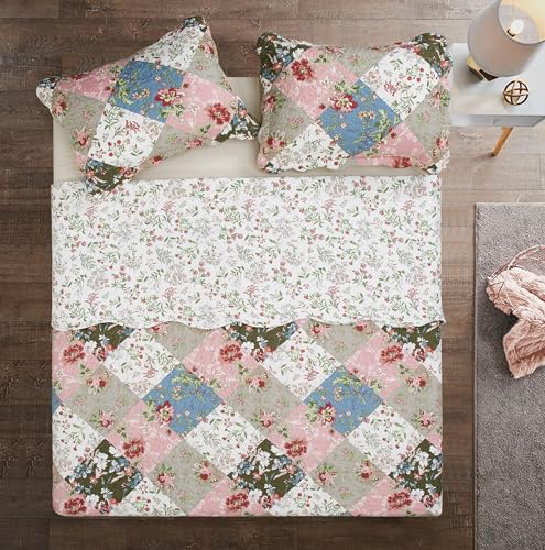 Peach and Olive Flowers Patchwork