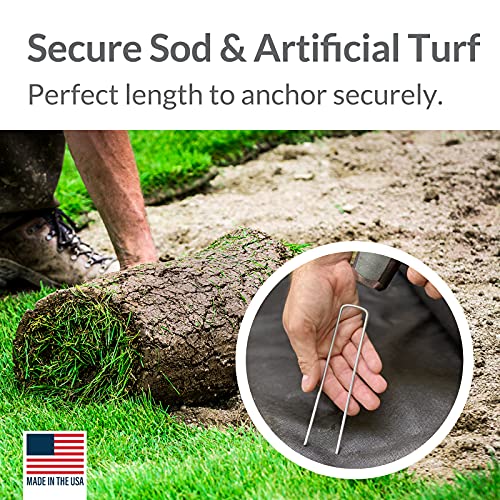 Garden Stakes 6 Inch 11 Gauge Galvanized Steel Landscape Staples (1000 Count)
