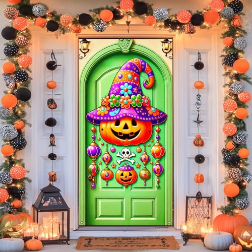 Halloween Door Banner Jack Lantern 35x71 Inch Polyester