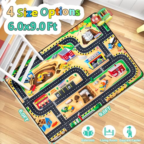 Kids Construction Site Play Rug (8064 sq in)