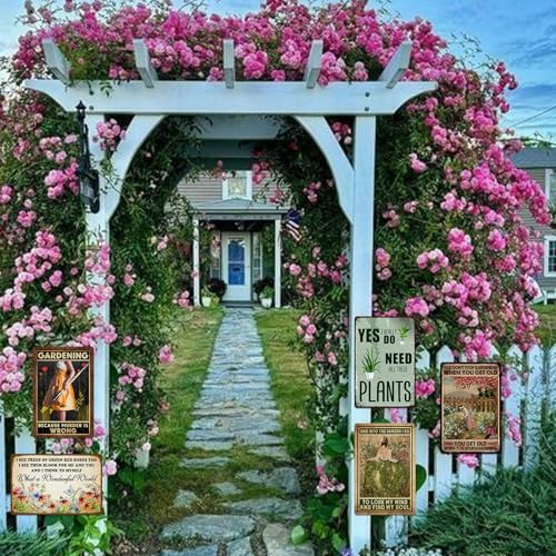 5 Pack Garden Signs Vintage Metal Tin Signs For Outside Garden Signs Decorative Outdoor Plant Lover Gifts Gardening Gift For Women Yard Sign Funny Gardening Decor 12x8 Inch (5 Count)