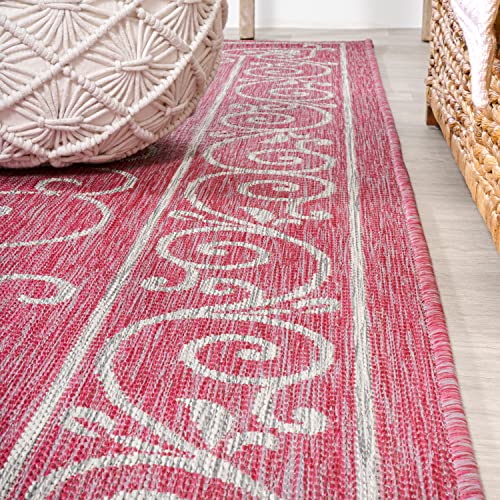 Vintage Filigree Indoor Outdoor Area Rug 4X6 Fuchsia