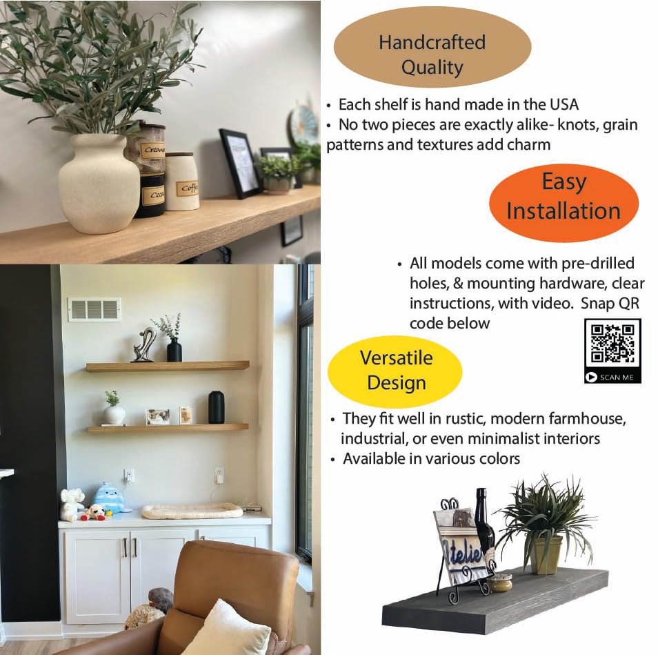 18 inch Wooden Floating Shelves for Wall