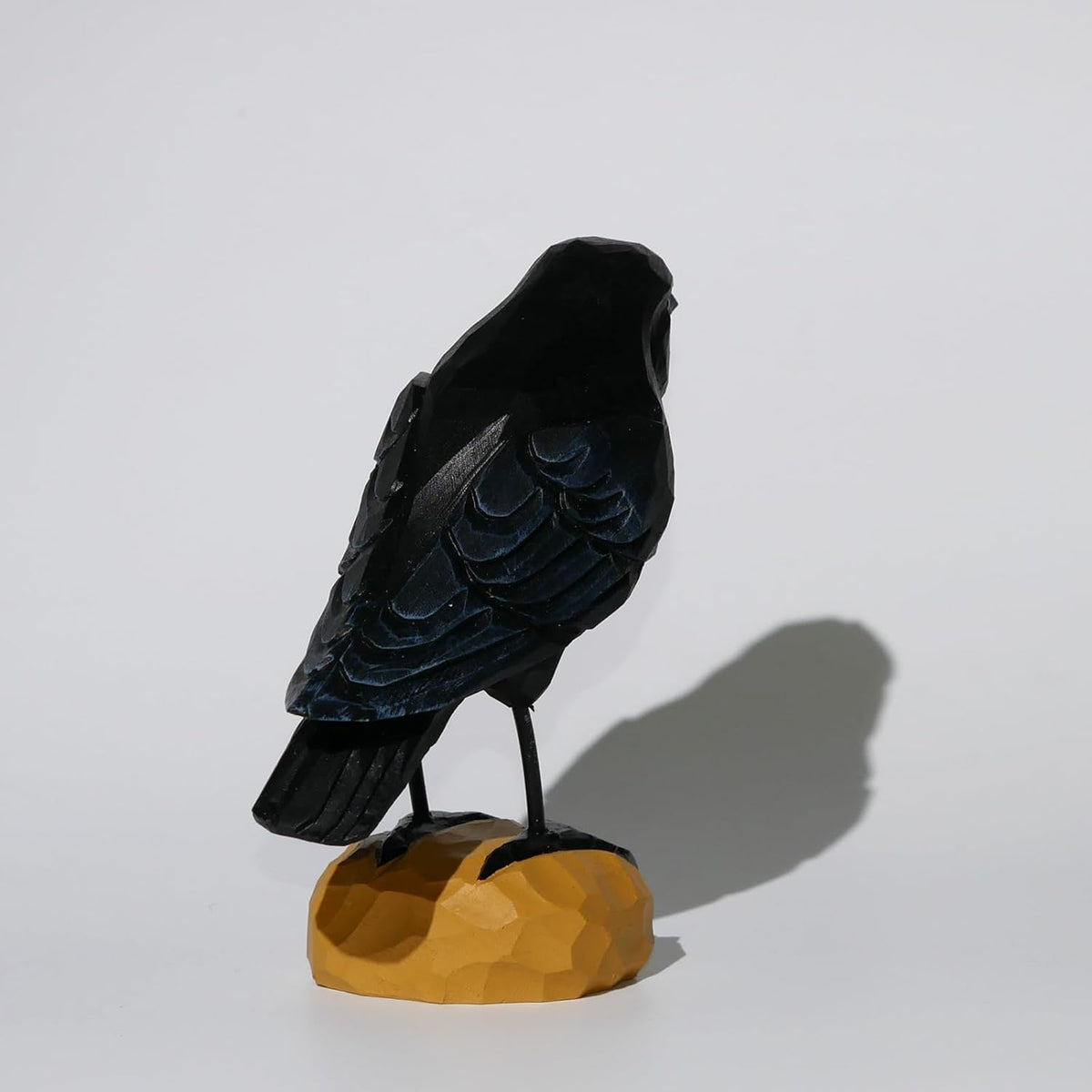 Wood Crow Figurine Black Raven Decor Small Animal Statues Carving Sculpture Ornament Bird Gifts - HavenBliss Decor