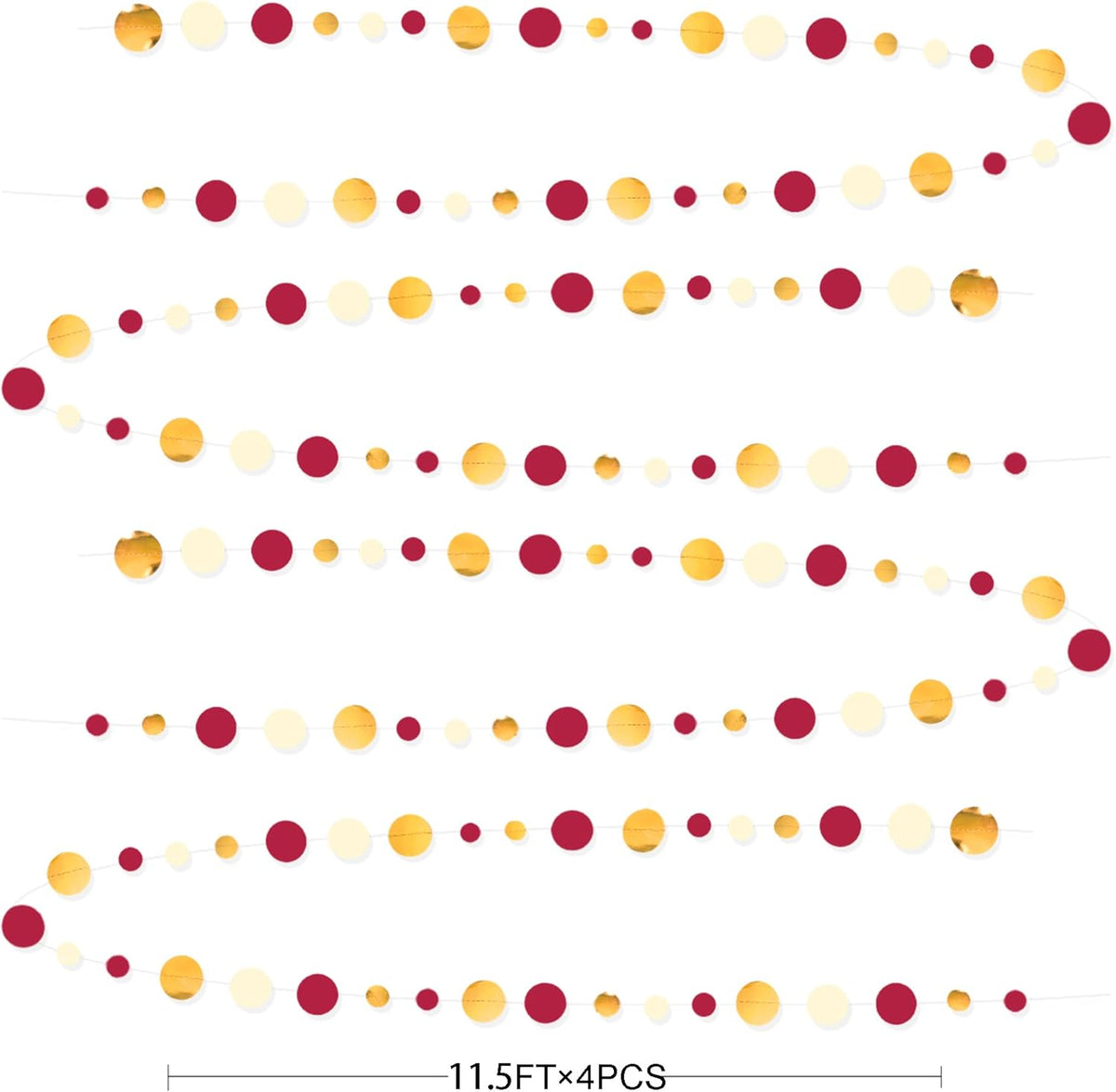 46 Ft Maroon Gold Party Decorations Burgundy Gold Beige Polka Dot Garland Hanging Paper Circle Dots Streamer for Maroon Garnet Graduation Birthday Anniversary Wedding Bridal Shower Party Supplies - HavenBliss Decor